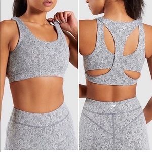 Gymshark Fleur Texture Leggings & Sports Bra In Gray